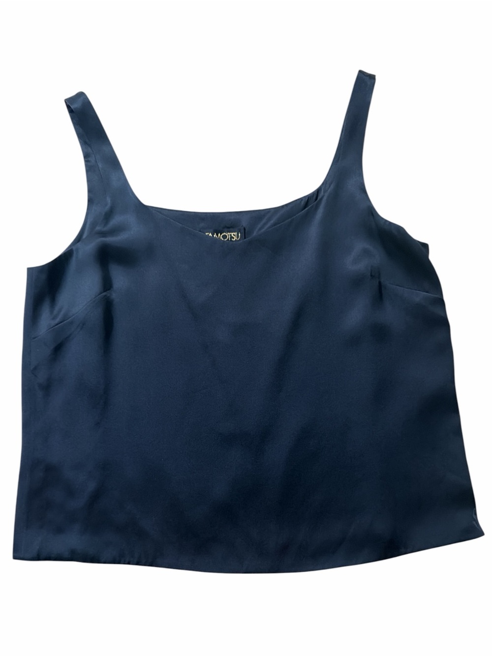 TAMOTSU Black Satin Silk Camisole Tank Top